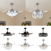 Chic LED Ceiling Fan Modern Chandelier Lamp Living Room Bedroom Pendant Light