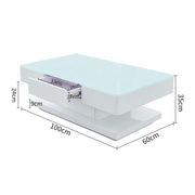 Modern Rectangle Coffee Tea Table Tempered Glass Top Living Room With Drawers