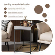 Mirrored Coffee Table Retro Industrial Side Desk Eleated Metal Frame Living Room