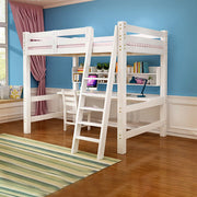3FT Wooden Loft Bed White Bunk Bed Frame Ladder High Sleeper Cabin Bed Kid Child