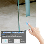 Bathroom Cabinet Mirror LED Touch Shelves Storage Wall Mounted Makeup Washroom