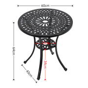 3/5Pcs Cast Aluminum Bistro Set Garden Furniture Dining Table & Cushioned Chairs