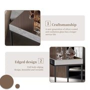 Mirrored Coffee Table Retro Industrial Side Desk Eleated Metal Frame Living Room