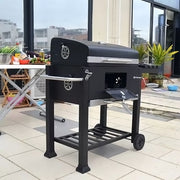 Outdoor BBQ Smoker Charcoal Barbecue Grill Portable Garden w/ Wheel & Cover