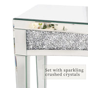 Large Crushed Diamond Silver Mirrored Console Table Lamp End Side Table Bedroom
