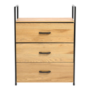 Wood Chest of Drawer Canvas Storage Cabinet Metal Frame Bedroom Office Organiser