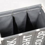 3 Compartments Laundry Clothes Washing Toys Storage Basket Hamper With Wheels UK