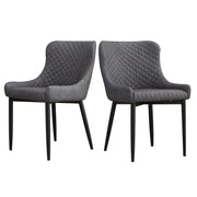 2x Luxury Dining Chair PU Faux Leather Metal Legs Grey Restaurant Kitchen Chairs
