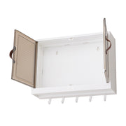 Wall Mount Cabinet Bathroom Shower Caddy 2 Door Vanity Storage Cupboard w/ Hooks