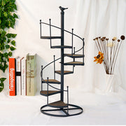 Indoor Outdoor Metal Ladder Shelf Wood Plant Stand Stairs Flowerpot Display Rack