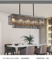 Crystal Dining Room Island Pendant Lamp Long Chandeliers Rectangle Ceiling Light