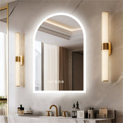 Arched Bathroom Mirror Backlit Frameless Lighted Wall Mirror w/ Temperature&Time