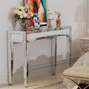 Large Crushed Diamond Silver Mirrored Console Table Lamp End Side Table Bedroom
