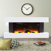 52inch Fireplace White Suite Wall Mounted Electric Log Fire Glass Room Heating