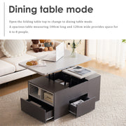 Lift Top Coffee Table with 3 Drawers, Shelf Storage Hydraulic Tea Table Desk