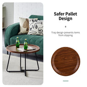 Double Round Coffee Table Set Elegant Brown Living Room