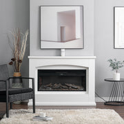 Electric Fireplace LED Log Fire Flame White Surround Standing Heater Set 30/34''