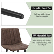 2 x Brown Grey Stripe Faux Leather PU Sauqre Bar Stools Pub Chair Padded Seats