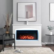 Electric Fireplace LED Log Fire Flame White Surround Standing Heater Set 30/34''