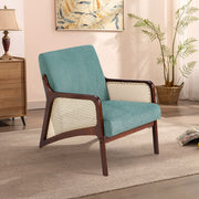 Scandi Armchair Green Upholstered Leisure Lounge Sofa Club Chair Wooden Frame UK