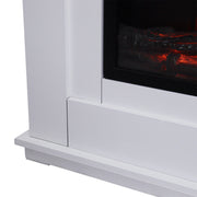 Electric Fireplace Insert LED Log Fire Flame White Surround Standing Heater Set
