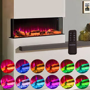 Electric Fireplace 12 Fire Flame Insert LED Panoramic Living Room Media Heater