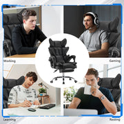 Racing Gaming Chair w/ Arm, Faux Leather Gamer Recliner Home Office, Black Pink