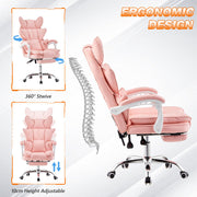 Racing Gaming Chair w/ Arm, Faux Leather Gamer Recliner Home Office, Black Pink