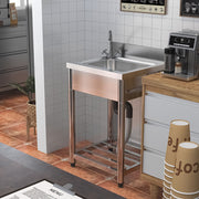 Stainless Steel Kitchen Sink Catering Single Bowl W/ Storage Shelf Drainer Units