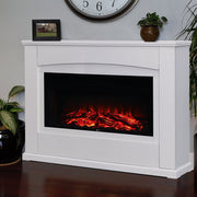 Electric Fireplace LED Log Fire Flame White Surround Standing Heater Set 30/34''