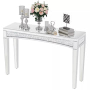 Large Crushed Diamond Silver Mirrored Console Table Lamp End Side Table Bedroom