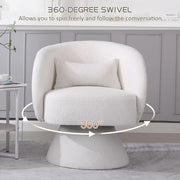 Teddy Velvet Rotating Tub Armchair Swivel Chairs Padded Accent Sofa with Bolster