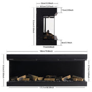 Electric Fireplace 12 Fire Flame Insert LED Panoramic Living Room Media Heater