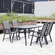 Metal Garden Dining Set Glass Parasol Table And Chairs 4-6 Seater Outdoor Dining