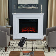Electric Fireplace Insert LED Log Fire Flame White Surround Standing Heater Set