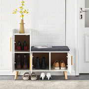 White Shoe Bench Shoe Storage Rack Cabinets with Padded Seat Cushion for Hallway