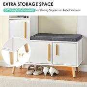 White Shoe Bench Shoe Storage Rack Cabinets with Padded Seat Cushion for Hallway