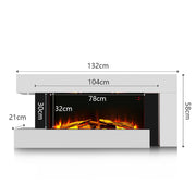 52inch 2kW Electric Fireplace Suite Wooden Surround Remote Control LED Flame