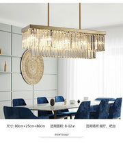 Crystal Dining Room Island Pendant Lamp Long Chandeliers Rectangle Ceiling Light