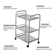3 Tier Kitchen Trolley Bathroom Storage Portable Home Rack Holder with Wheels UK