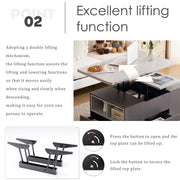 Lift Top Coffee Table with 3 Drawers, Shelf Storage Hydraulic Tea Table Desk