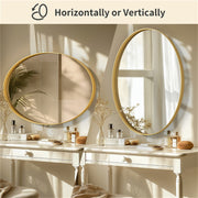 LUVODI Oval Bathroom Mirror Brushed Brass Framed Wall Mounted Mirrors for Vanity