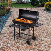 Charcoal BBQ Grill with Warming Rack Shelves Temperature Gauge Backyard Kit