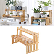 Mini Desktop Wood Plant Stand Ladder Shelf Herbs Planter Flower Pot Display Rack