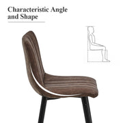 2 x Brown Grey Stripe Faux Leather PU Sauqre Bar Stools Pub Chair Padded Seats