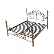 VICTORIAN BRUSHED ANTIQUE BRASS METAL BED FRAME - SMALL DOUBLE - KING
