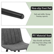 2 x Brown Grey Stripe Faux Leather PU Sauqre Bar Stools Pub Chair Padded Seats