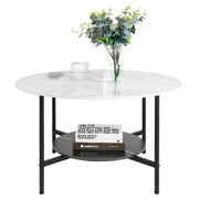 High Gloss Coffee Table Large 2 Layer Marble Side End Table Living Room Bedroom