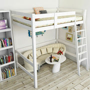 3FT Wooden Loft Bed White Bunk Bed Frame Ladder High Sleeper Cabin Bed Kid Child