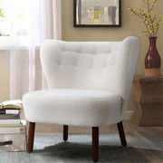 Large Upholstered Wing Back Armchair Teddy Velvet Tufted Sofa Chair w/ Footstool